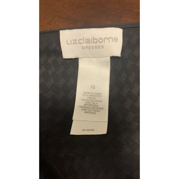 Liz Claiborne 16 Black White Houndstooth Long Bell Sleeve Maxi Dress - Picture 4 of 9